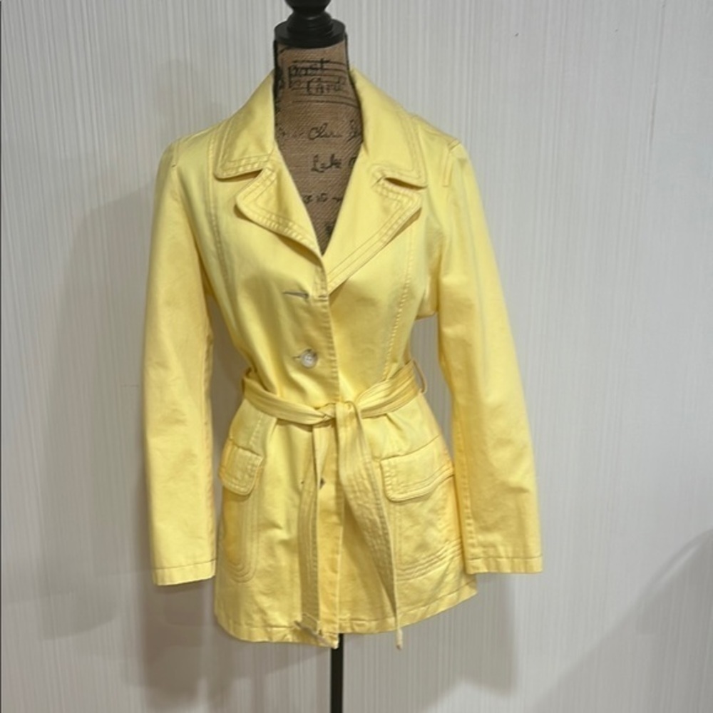 Old Navy Yellow Trench Coat with Belt and Lapel
